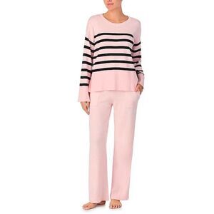 kate spade L Pink Black Stripe Crewneck Knit Long Sleeve Pant Lounge PJ Outfit